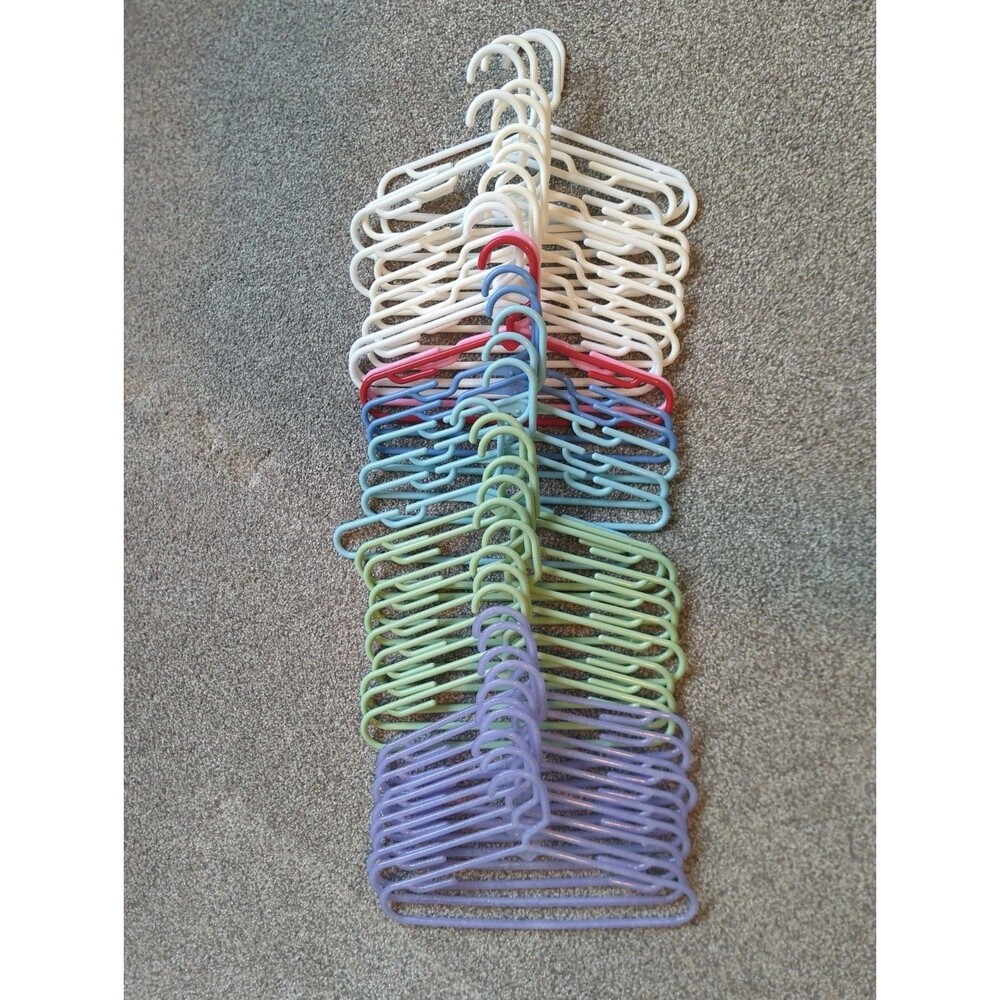 Children's/Baby Plastic Hangers Lot Of 48 (Multicolored)